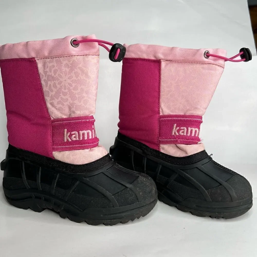 Kamik Pink and black Snowridge Snow boots
